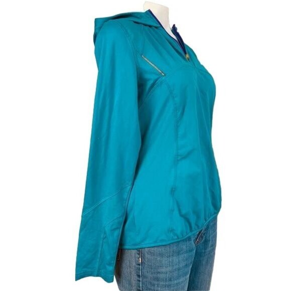 ASICS Active Sweatshirt Teal Zip Up Hooded Athletic Sweater Size M - Picture 10 of 11